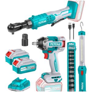 Kit Total 20v Llave Impacto 1/2'' Crique 3/8'' Dados Y Foco