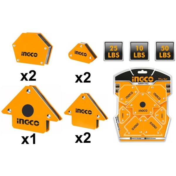 Set X7 Escuadra Magneticas Ingco Amwh7002 - Imagen 3