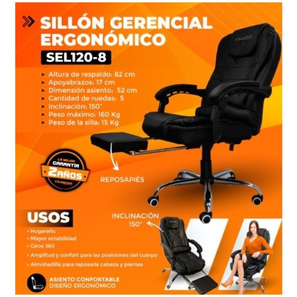 Silla Sillon Oficina Gerencial Ejecutivo Escritorio Pc Gamer - Imagen 3