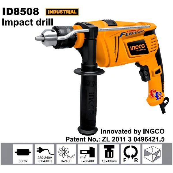 Taladro 13mm Ingco Id8508 Percutor 850w Vel/var 2400rpm - Imagen 2