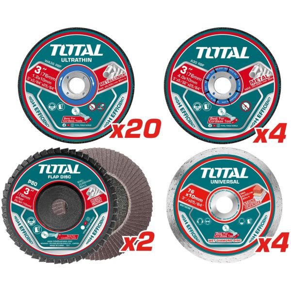 Set 30 Discos Corte Y Desbaste Total Para Mini Amoladora 3'' - Imagen 2