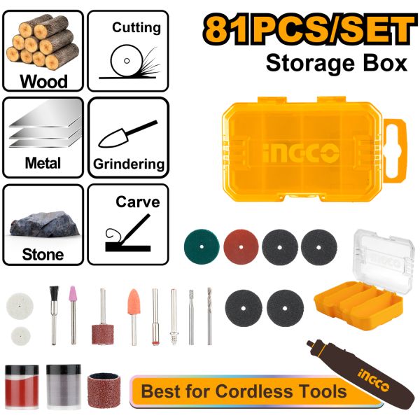 Set 81pcs Accesorios Para Mini Torno Akmg8081 Ingco - Imagen 2