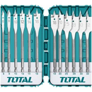 Set De 12 Mechas Planas Para Madera Total, 6-32mm Industrial