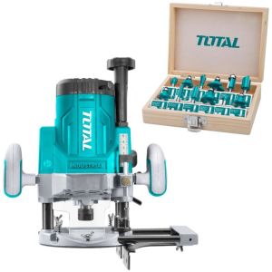 Kit Router Total 2200w Fresadora De Mano + Set 12 Fresas 8mm