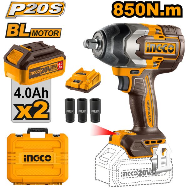Llave De Impacto Inalámbrica 1/2- 20v - 850 Nm -2 Bat. 4.0ah - Imagen 2