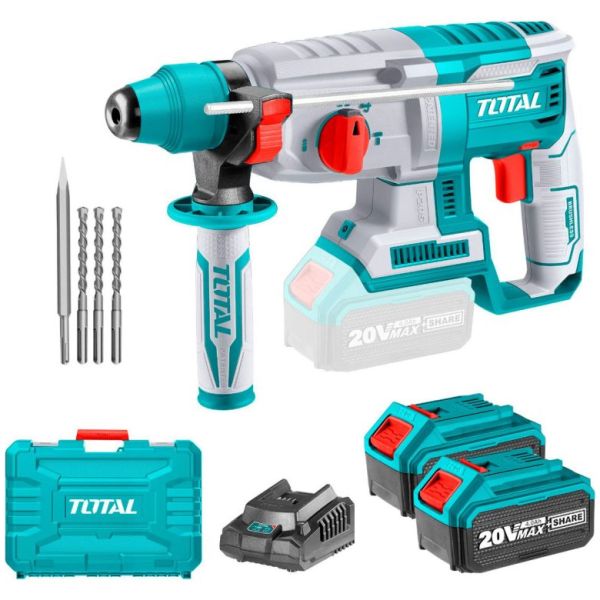 Rotomartillo Total 20v Sds Plus, Sin Carbones, 2 Baterías