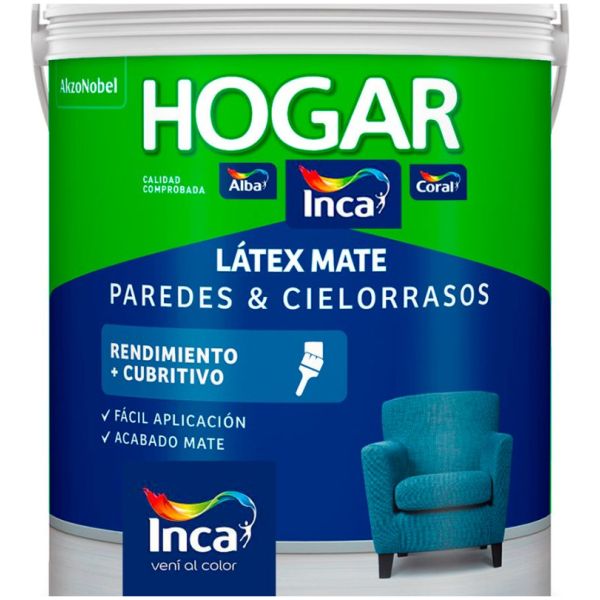 Látex Mate Paredes Y Cielos Rasos Hogar Inca 3,6 Litros