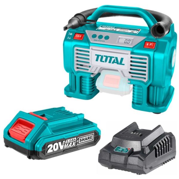 Inflador Compresor 20v Total, Automático, Batería Y Cargador