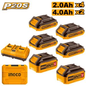 Set X 6 Baterias 20v P20s 4x2ah 2x4ah + Cargador Doble