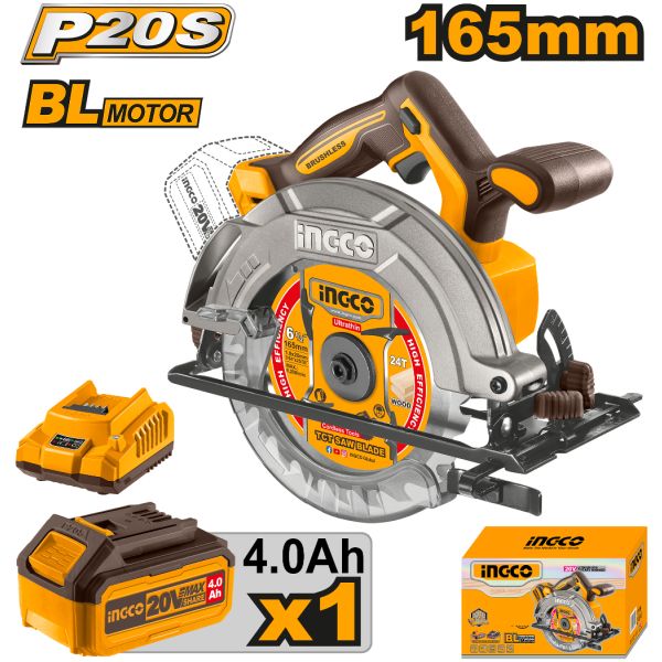 Sierra Circular A Bateria 20v P20s 165mm Cargx1 Batx1 Ingco - Imagen 2