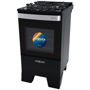 Cocina Supergas 4h Enxuta Negra Con Mesada De Vidrio