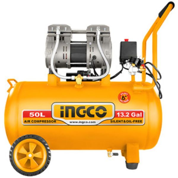 Compresor 50l 1.6hp Libre De Aceite Bajo Ruido Ingco