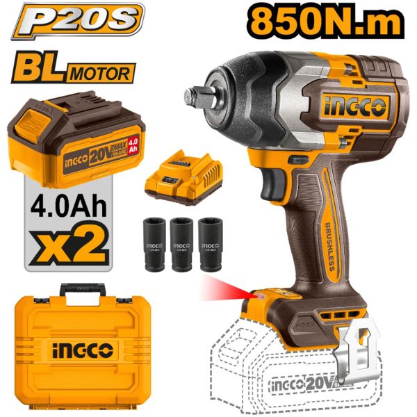 Llave De Impacto 850nm 20v P20s C 2bat+carg+valija - Imagen 3