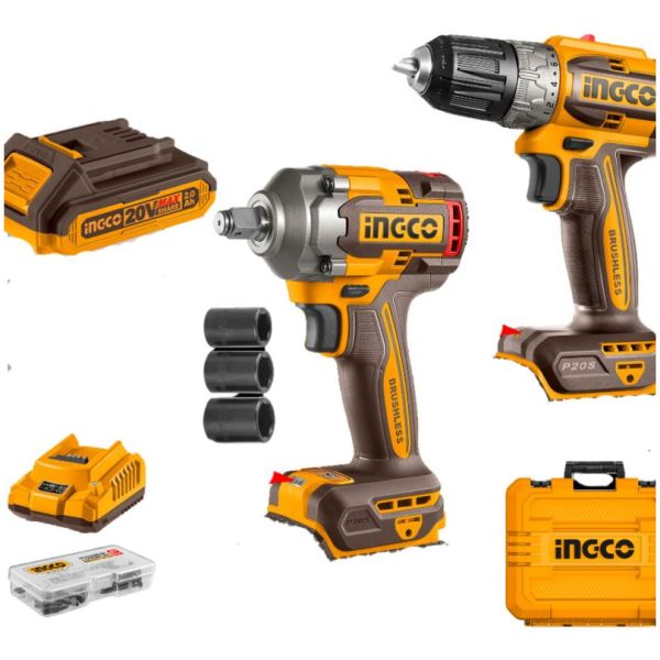 Set Llave Impacto 20v 400nm + Atornillador 20v + Carg + Bat