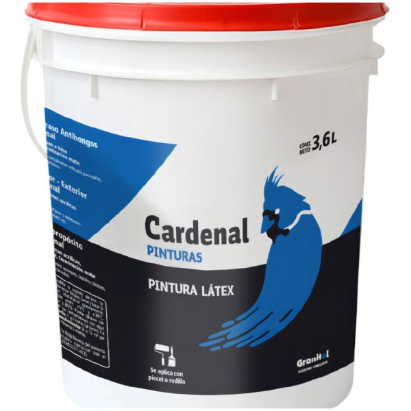 Pintura Latex Pared Exterior Interior A/h Cardenal 3,6 Lt