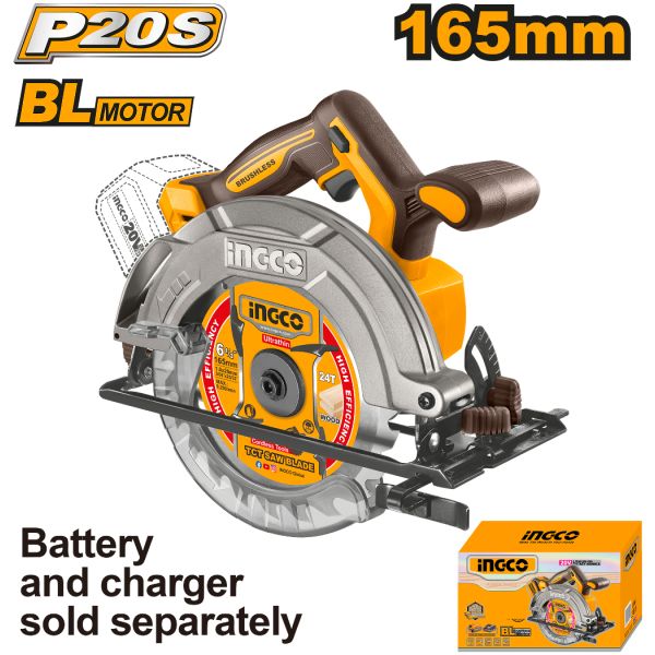 Sierra Circular 20v Bateria P20s 165mm Ingco Csli1652 - Imagen 2