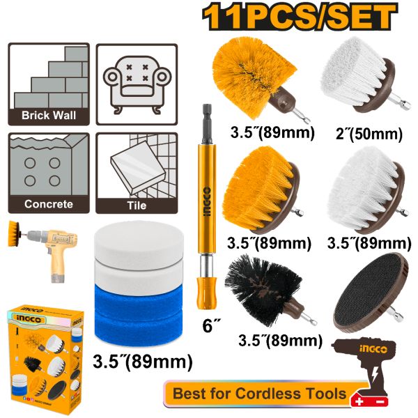 Set X 11 Cepillos P Taladro Multi Uso Ingco Wcb1101 Pg - Imagen 3