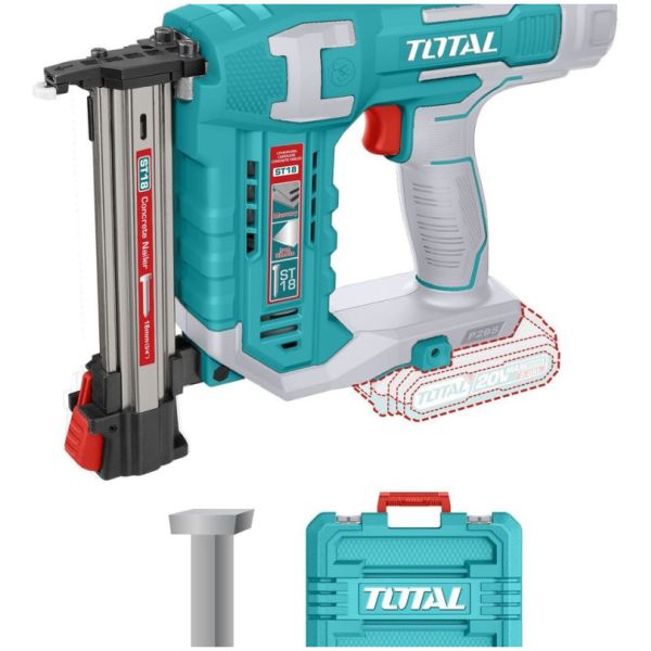Clavadora Concreto Total 20v A Batería, Maletín Y 200 Clavos