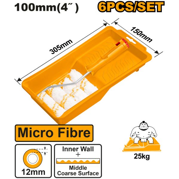 Set De 6pcs Rodillos Para Pintura Micro + 3 Repuestos Ingco - Imagen 2