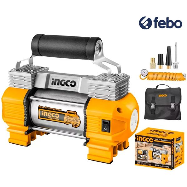 Compresor Auto 12 Volt 18amp Uso Rudo Ingco Aac2508 120psi - Imagen 2