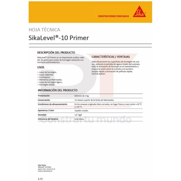 Primer Sellador De Hormigón Sikalevel-10 Imprimante Sika - Imagen 3