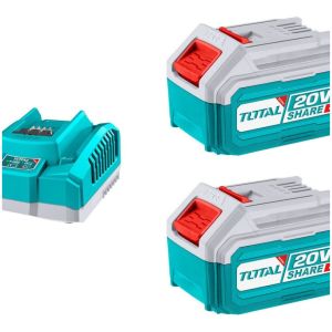 Set, 2 Baterías Litio Ion 4.0ah + Cargador Rápido 20v Total