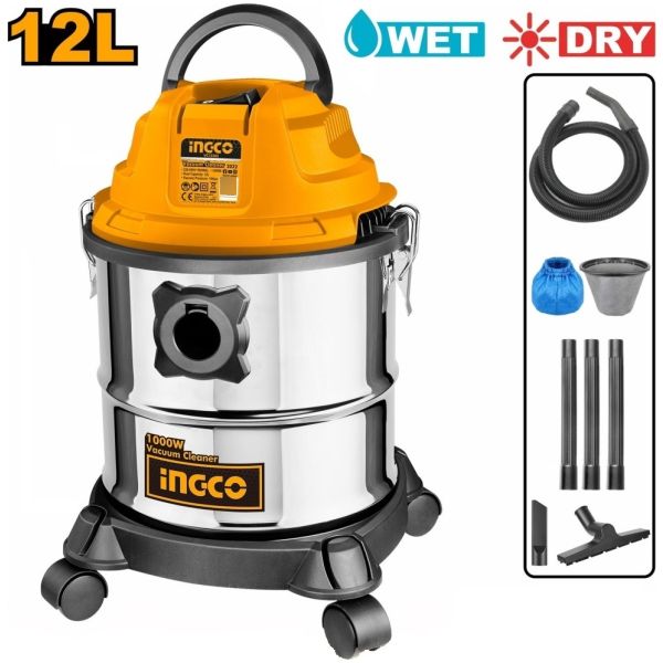 Aspiradora 12lt 1000w Ingco Vc12202 - Imagen 2