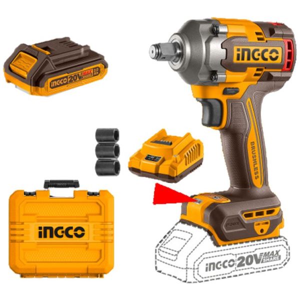 Llave De Impacto 400nm 20v P20s Bl Con 2 Bat Carg + Valija