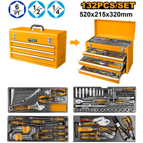 Set De 132 Herramientas En Valija Metalica Htcs221321 Ingco - Imagen 2