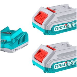 Set, 2 Baterías Litio Ion 2.0ah + Cargador Rápido 20v Total