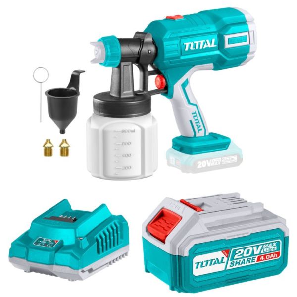 Pistola Pintura Inalámbrica 20v Total Con Batería Y Cargador