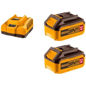 Set X 2 Baterias 20v 4amp + 1 Cargador Ingco Fbcpk1424