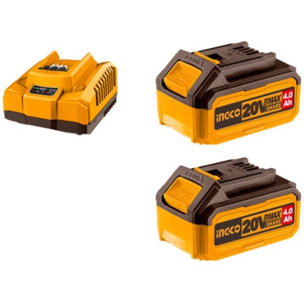 Set X 2 Baterias 20v 4amp + 1 Cargador Ingco Fbcpk1424