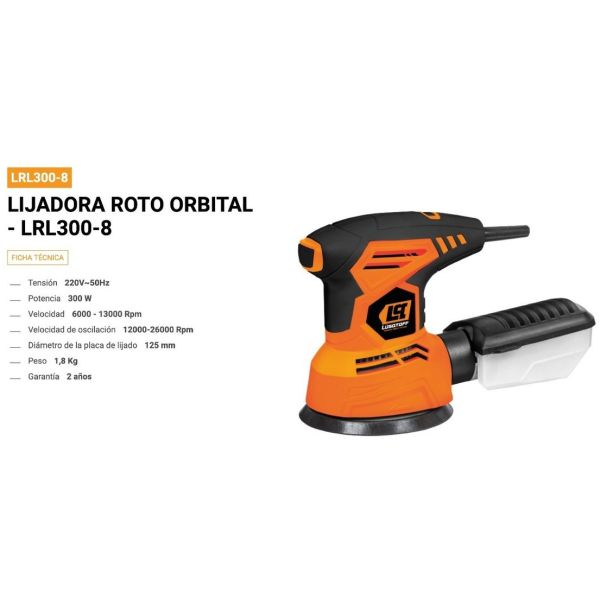 Lijadora Roto Orbital Lüsqtoff Lrl300-8 Naranja 50hz 300w - Imagen 2
