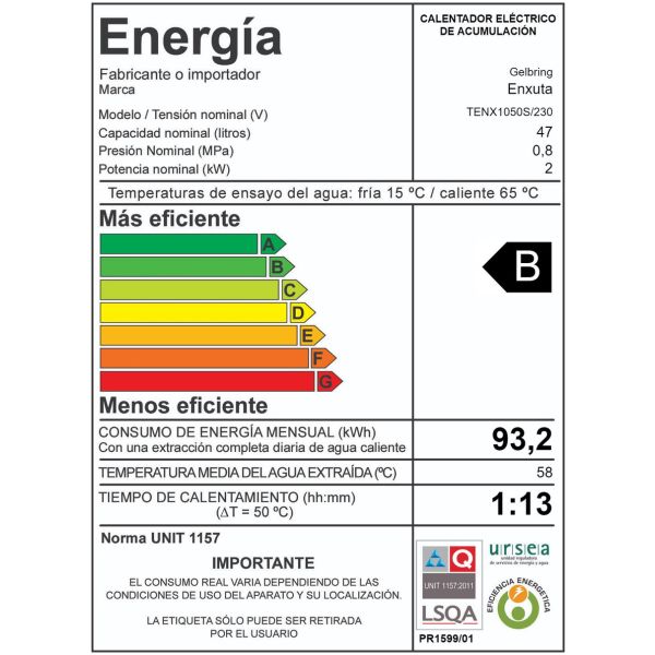 Termotanque De Acero 47 Lt Enxuta Cilindrico Digital Smart - Imagen 2
