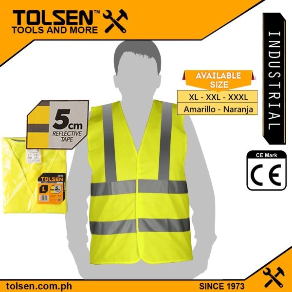 Chaleco Reflectivo Seguridad Naranjabandas Tolsen Xxxl 45113 - Imagen 2