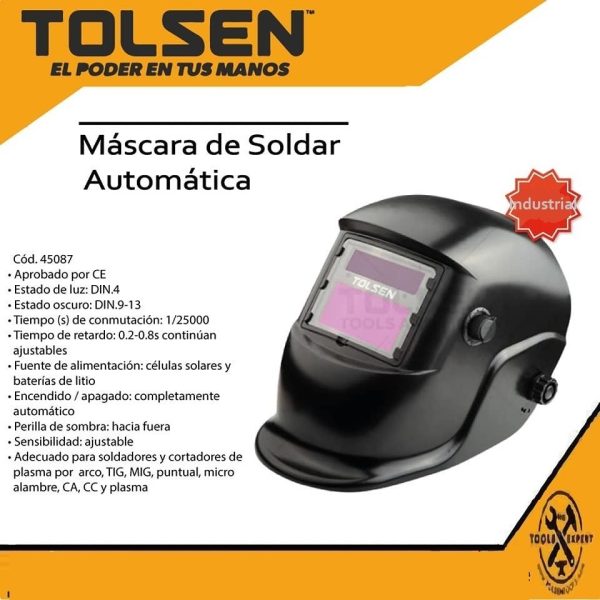 Careta De Soldar Fotosensible Industrial Tolsen 45087 - Imagen 3
