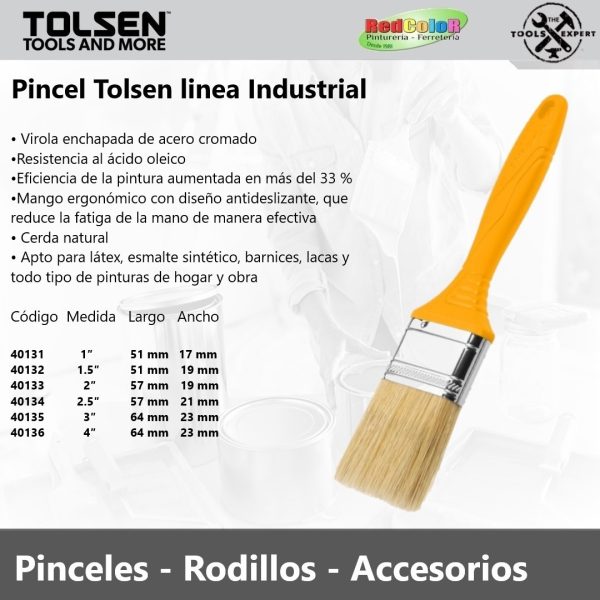 Pincel Tolsen 2 1/2 Pulgada - 40134 Linea Industrial - Imagen 2