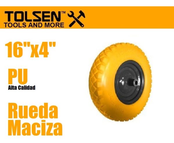 Rueda Maciza Pu Carretilla 16 X4 Tolsen 62636 Sin Cámara - Imagen 2