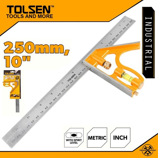 Escuadra Combinada 300 Mm Tolsen Acero/aluminio 35037 - Imagen 3