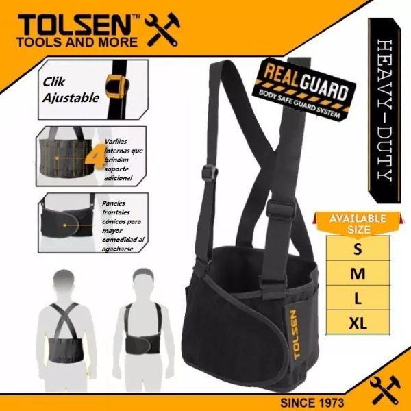 Faja Lumbar Trabajo C/tiradores Premium Talle S A Xl Tolsen - Imagen 2