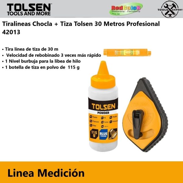 Tiralineas Chocla + Tiza Tolsen 30 Metros Profesional 42011 - Imagen 2