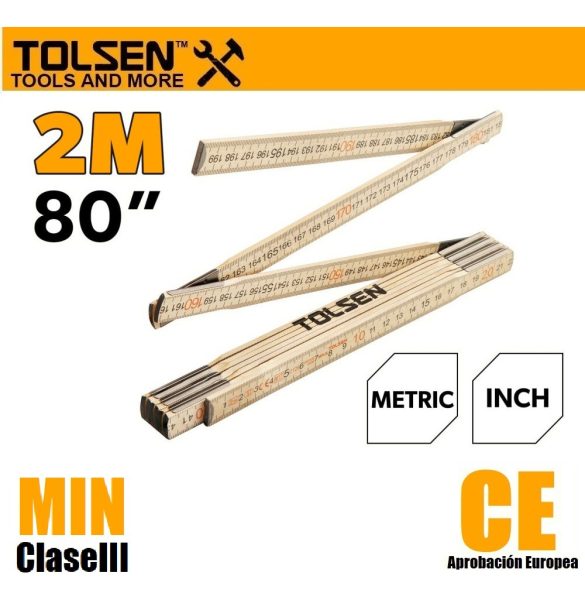 Metro Plegable Carpintero De Madera Tolsen 2 M - 35046 - Imagen 2