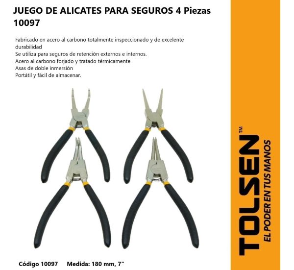 Juego 4 Pinzas P/ Seguros Tolsen Profesional 10097 - Imagen 2