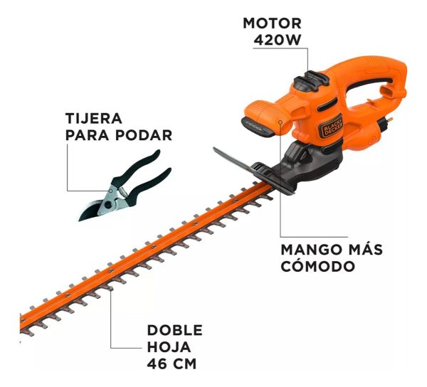 Cortacercos Black + Decker 420w Espada 46cm. C/tijera Podar - Imagen 2
