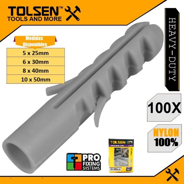 Tacos Fischer 10 Tolsen Nylon 10x50mm Caja 50 Unid. 54304 - Imagen 3