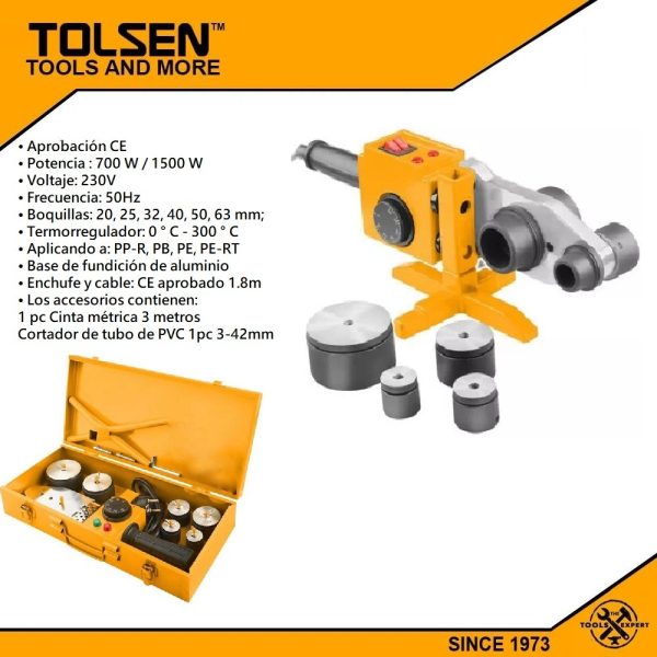 Termofusora Tolsen Industrial 6 Boquillas 20 A 63 Mm 1500 W. - Imagen 2