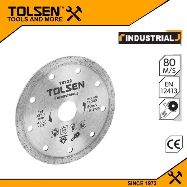 Disco Corte Diamantado Continuo 4 1/2'' Indust. Tolsen 76722 - Imagen 2
