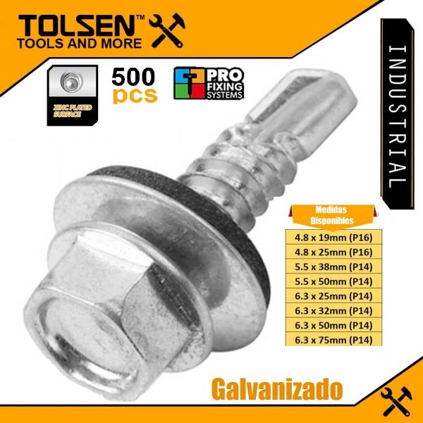 Tornillo Hex P/mecha Caja 250 Und 14x3 - 6.3x75mm Tolsen - Imagen 2