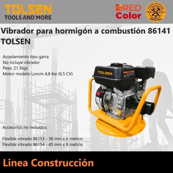 Flexible Para Vibrado De Hormigón Tolsen 6 Mt X 38 Mm 86153 - Imagen 3